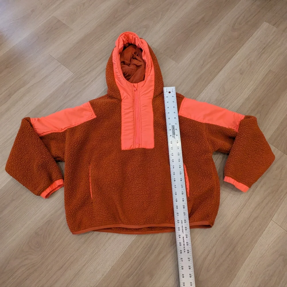 Free People Movement Lead The Pack Orange Fleece Hoodie Size S - Picture 3 of 6